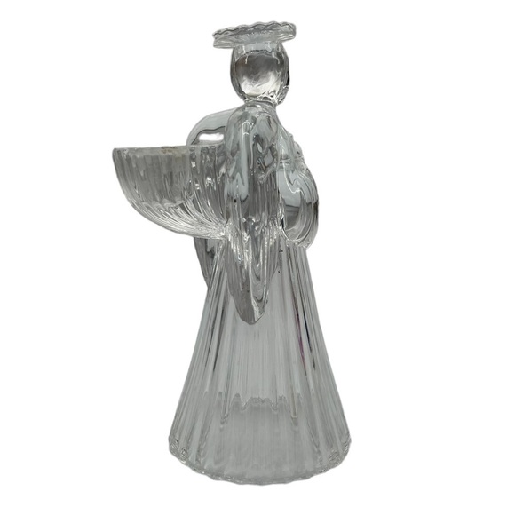 Angel Clear Glass Winged Decorative Holiday Candleholder - Picture 3 of 6
